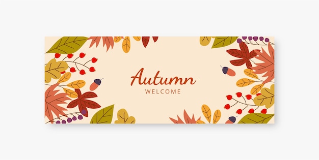 Hand drawn flat autumn social media cover template