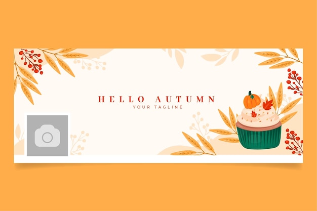 Free vector hand drawn flat autumn social media cover template