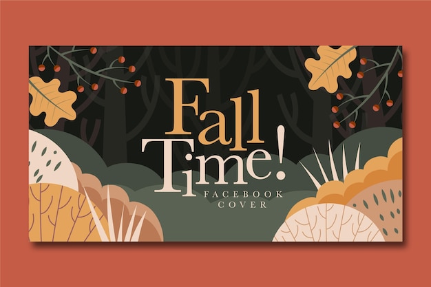 Free vector hand drawn flat autumn social media cover template