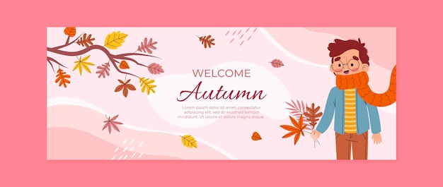 Free vector hand drawn flat autumn social media cover template