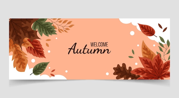 Free vector hand drawn flat autumn social media cover template