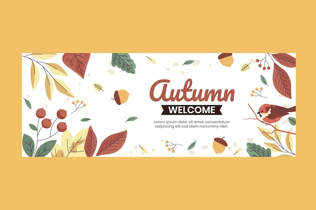 Free vector hand drawn flat autumn social media cover template