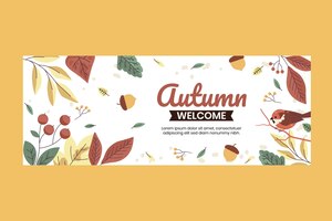 Hand drawn flat autumn social media cover template