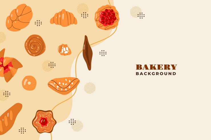 Free Vector hand drawn flat bakery template