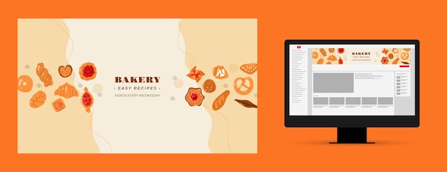 Hand drawn flat bakery template