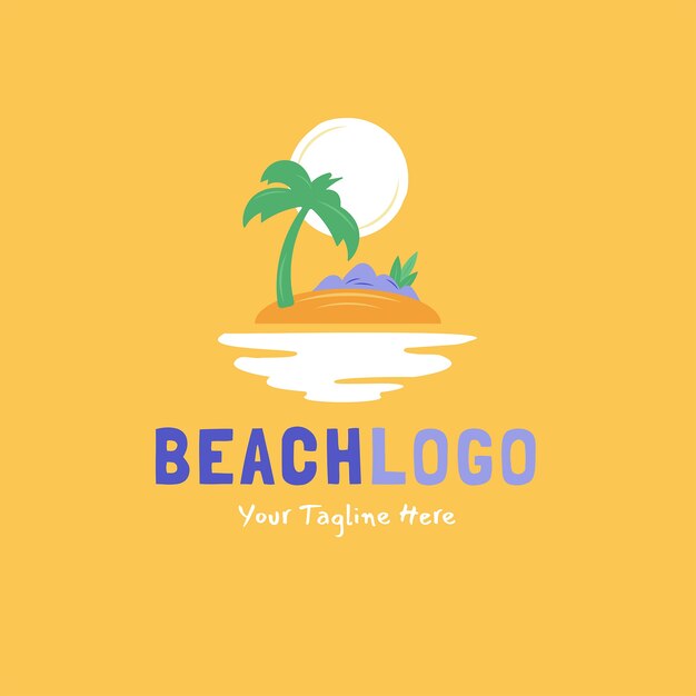 Hand drawn flat beach logo