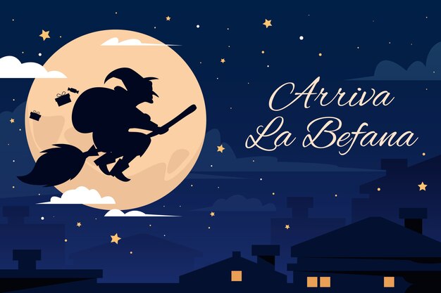 hand drawn flat befana background