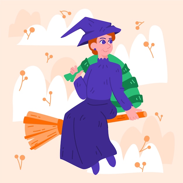 Free vector hand drawn flat befana illustration