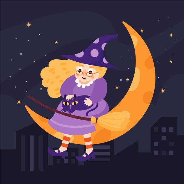 hand drawn flat befana illustration