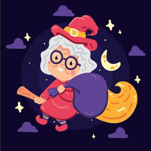 Free vector hand drawn flat befana illustration