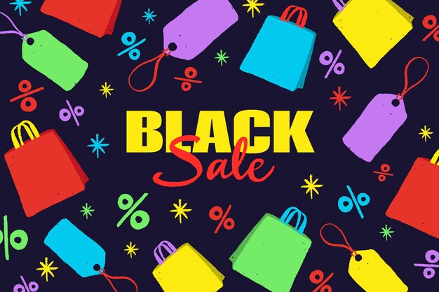 Hand drawn flat black friday background