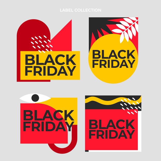 Collezione di etichette flat black friday disegnate a mano