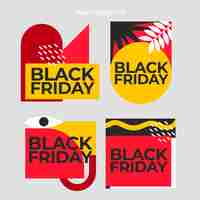 Vettore gratuito collezione di etichette flat black friday disegnate a mano