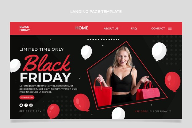 Free vector hand drawn flat black friday landing page template