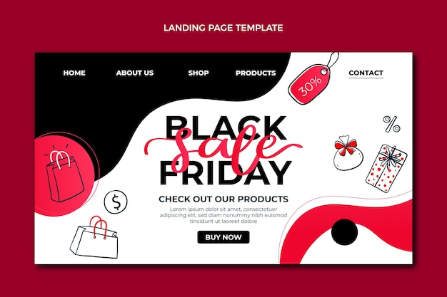 Hand drawn flat black friday landing page template