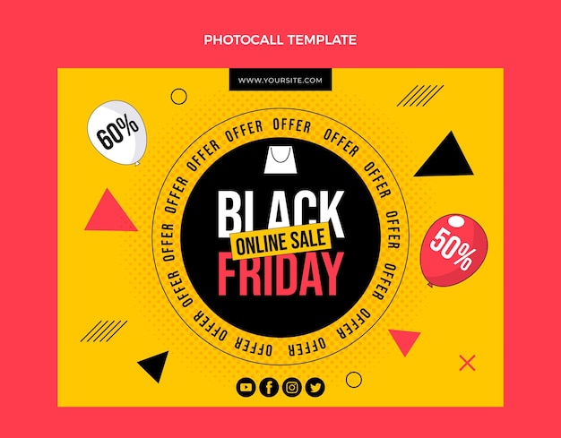 Free vector hand drawn flat black friday photocall template