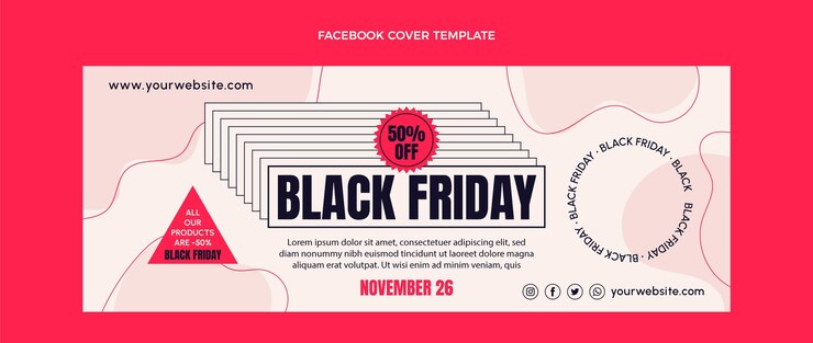 Free Vector hand drawn flat black friday social media cover template
