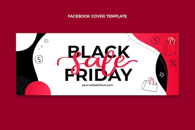 Hand drawn flat black friday social media cover template