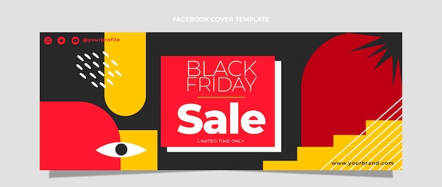 Hand drawn flat black friday social media cover template