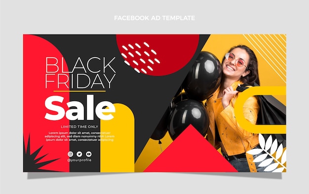 Hand drawn flat black friday social media promo template