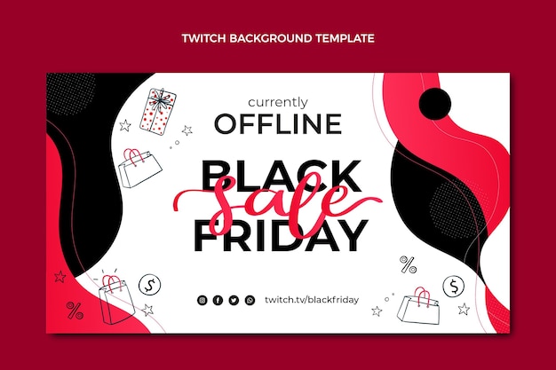 Hand drawn flat black friday twitch background