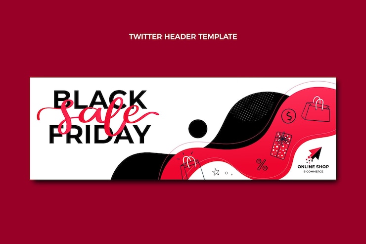 Free Vector hand drawn flat black friday twitter cover template