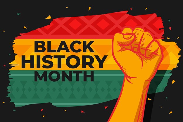 Hand drawn flat black history month background