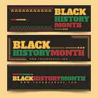 Free vector hand drawn flat black history month horizontal banners set