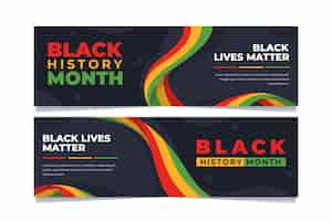 Free vector hand drawn flat black history month horizontal banners set