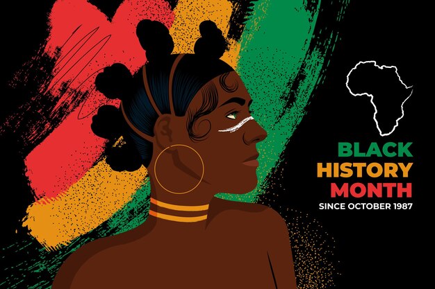 Hand drawn flat black history month illustration