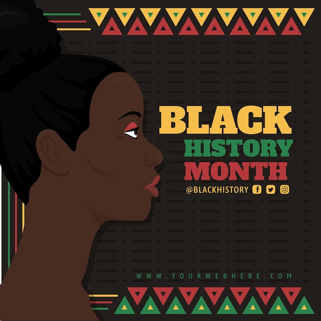 Hand drawn flat black history month instagram post template