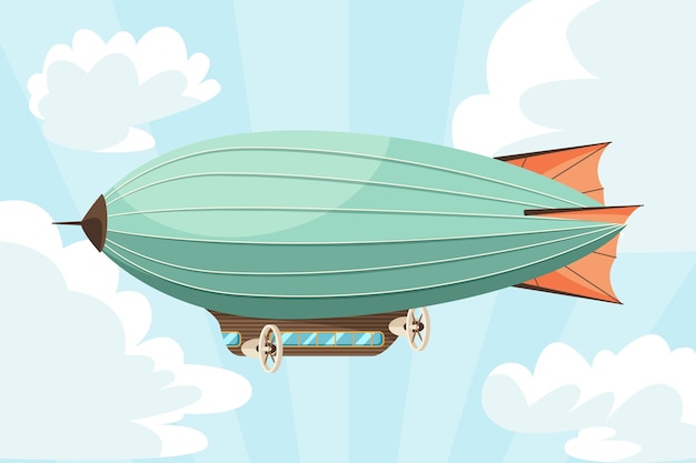 Free vector hand drawn flat blimp transport illustration