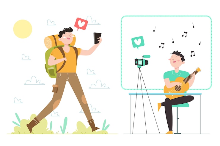 मुफ़्त वेक्टर hand drawn flat bloggers pack