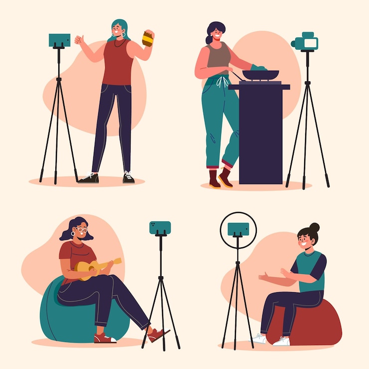 Free Vector hand drawn flat bloggers