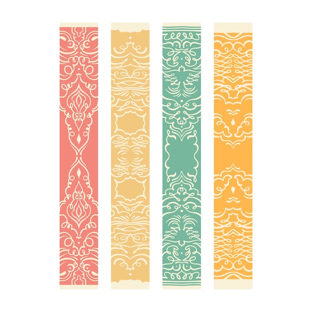 hand drawn flat book spine