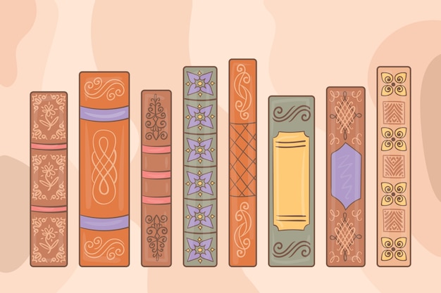 Hand drawn flat book spine