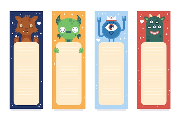 Free vector hand drawn flat bookmarks