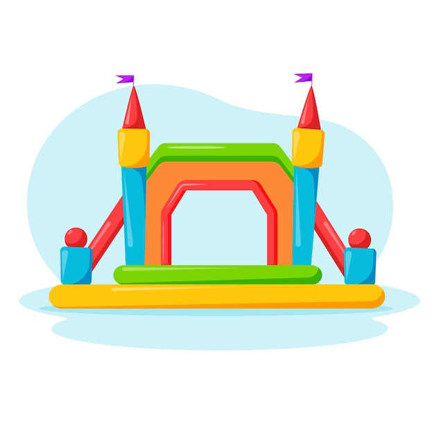 Hand drawn flat bounce castle illustration