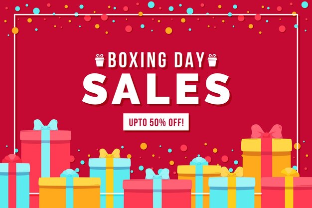 Hand drawn flat boxing day sale background