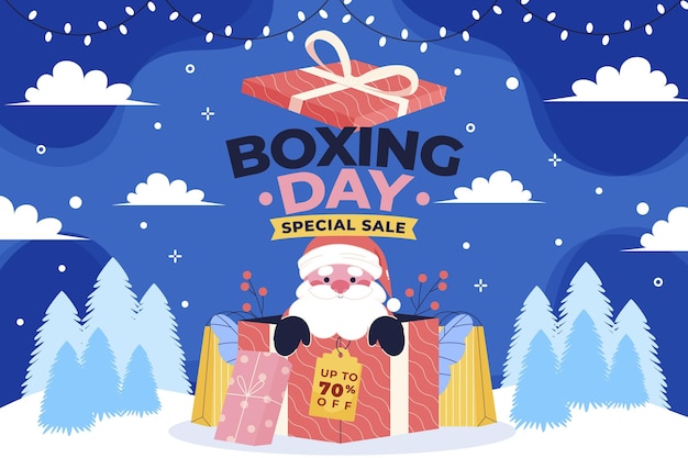 Free vector hand drawn flat boxing day sale background