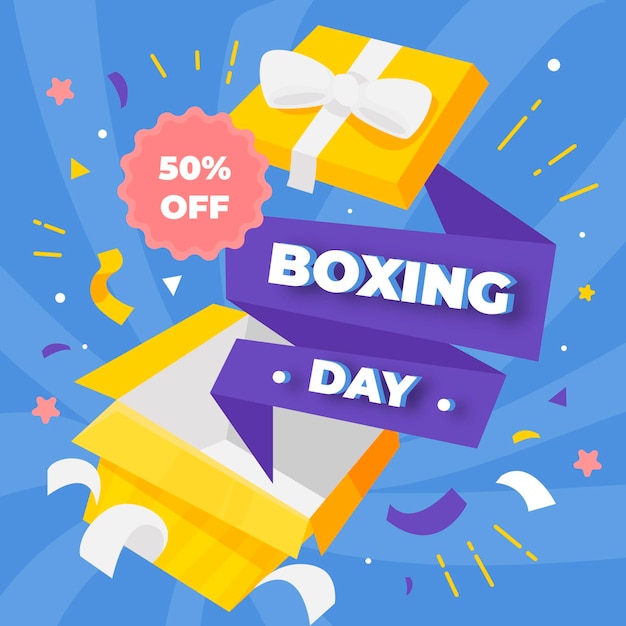 Hand drawn flat boxing day sale background
