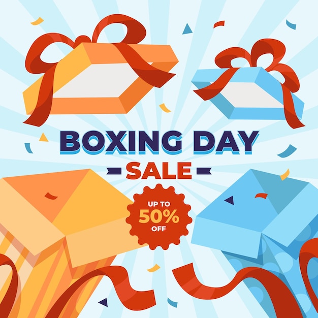 Free vector hand drawn flat boxing day sale background