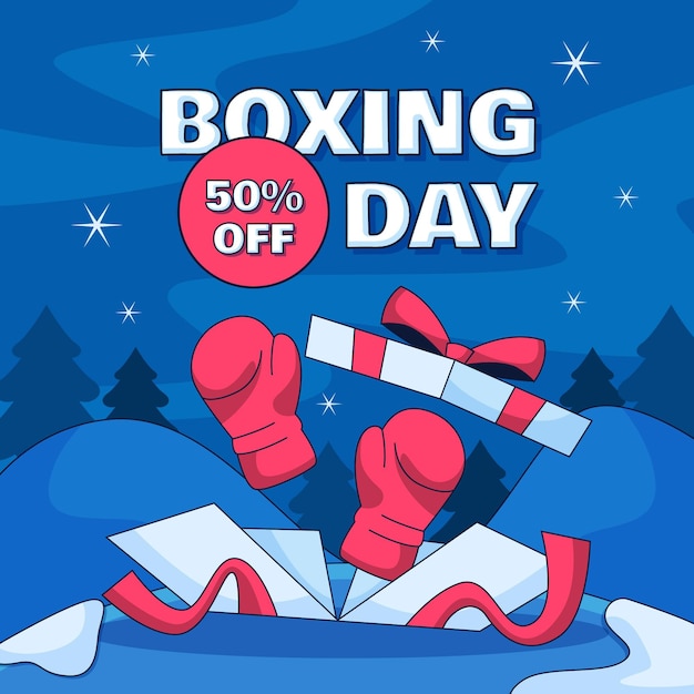 Free vector hand drawn flat boxing day sale background