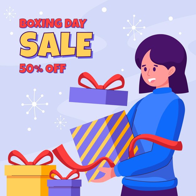 Hand drawn flat boxing day sale background