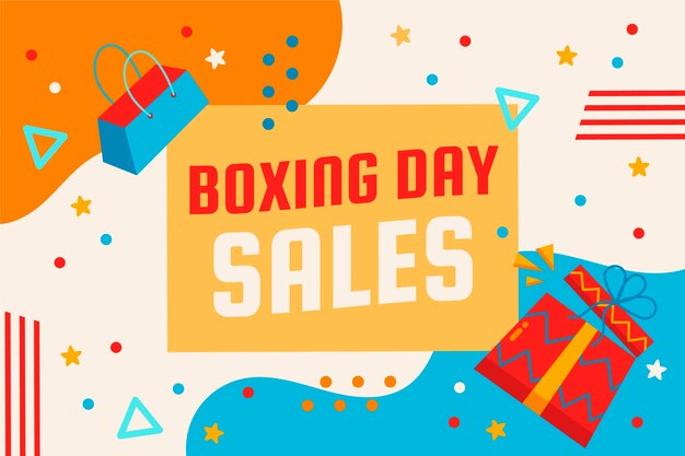 Hand drawn flat boxing day sale background