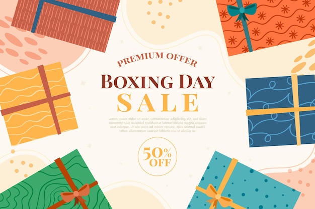 Free vector hand drawn flat boxing day sale background