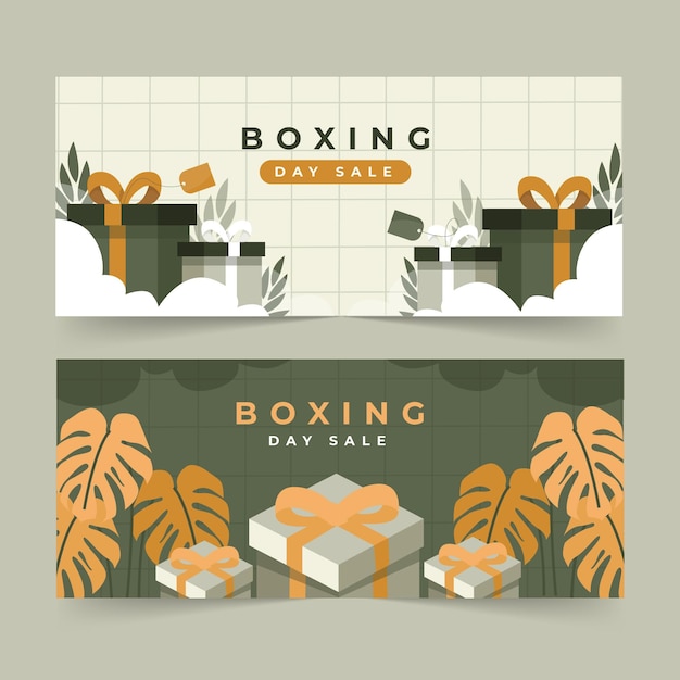 Free vector hand drawn flat boxing day sale horizontal banners set