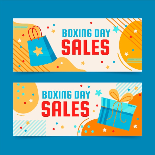 Free vector hand drawn flat boxing day sale horizontal banners set