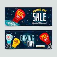 Free vector hand drawn flat boxing day sale horizontal banners set