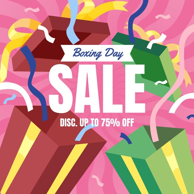 Hand drawn flat boxing day sale illustration